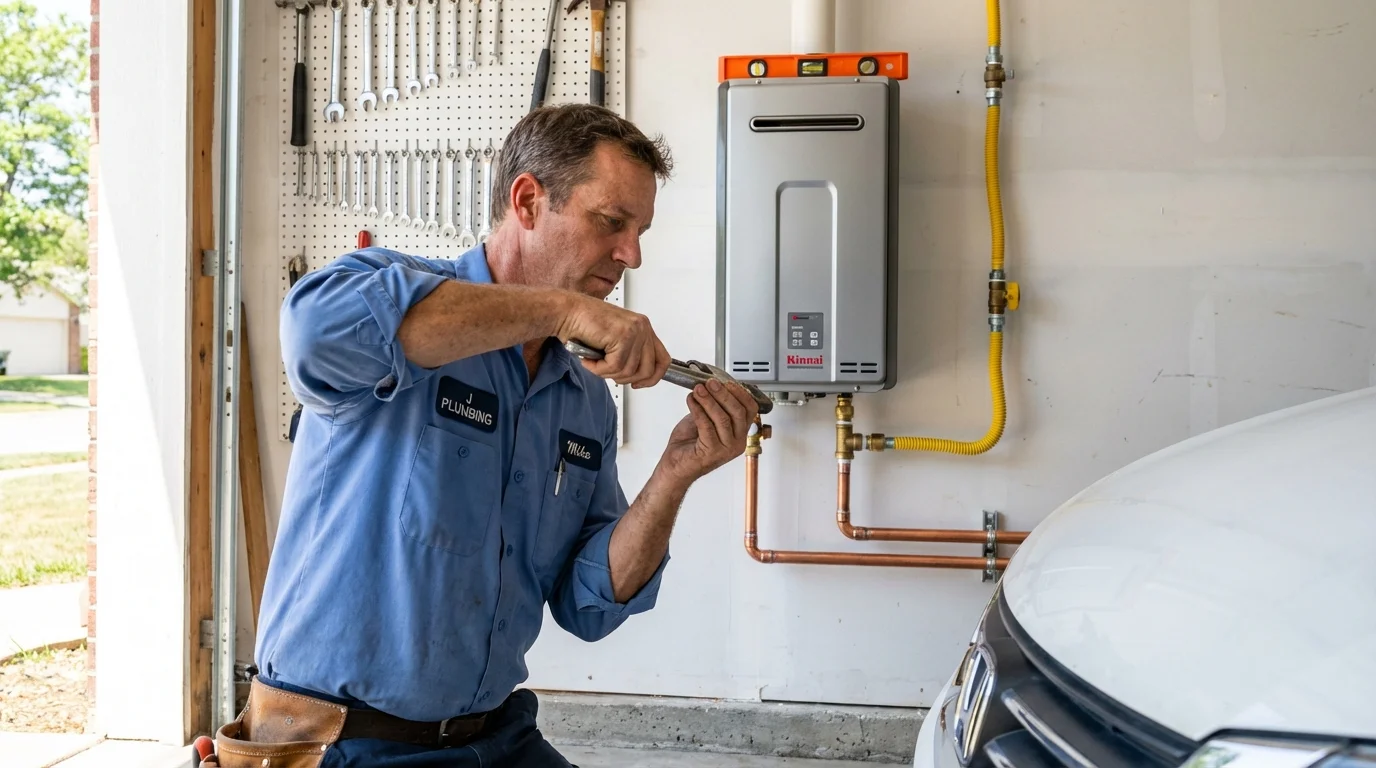 Tankless water heater installation by a Johns Plumbing LLC plumber in Adrian